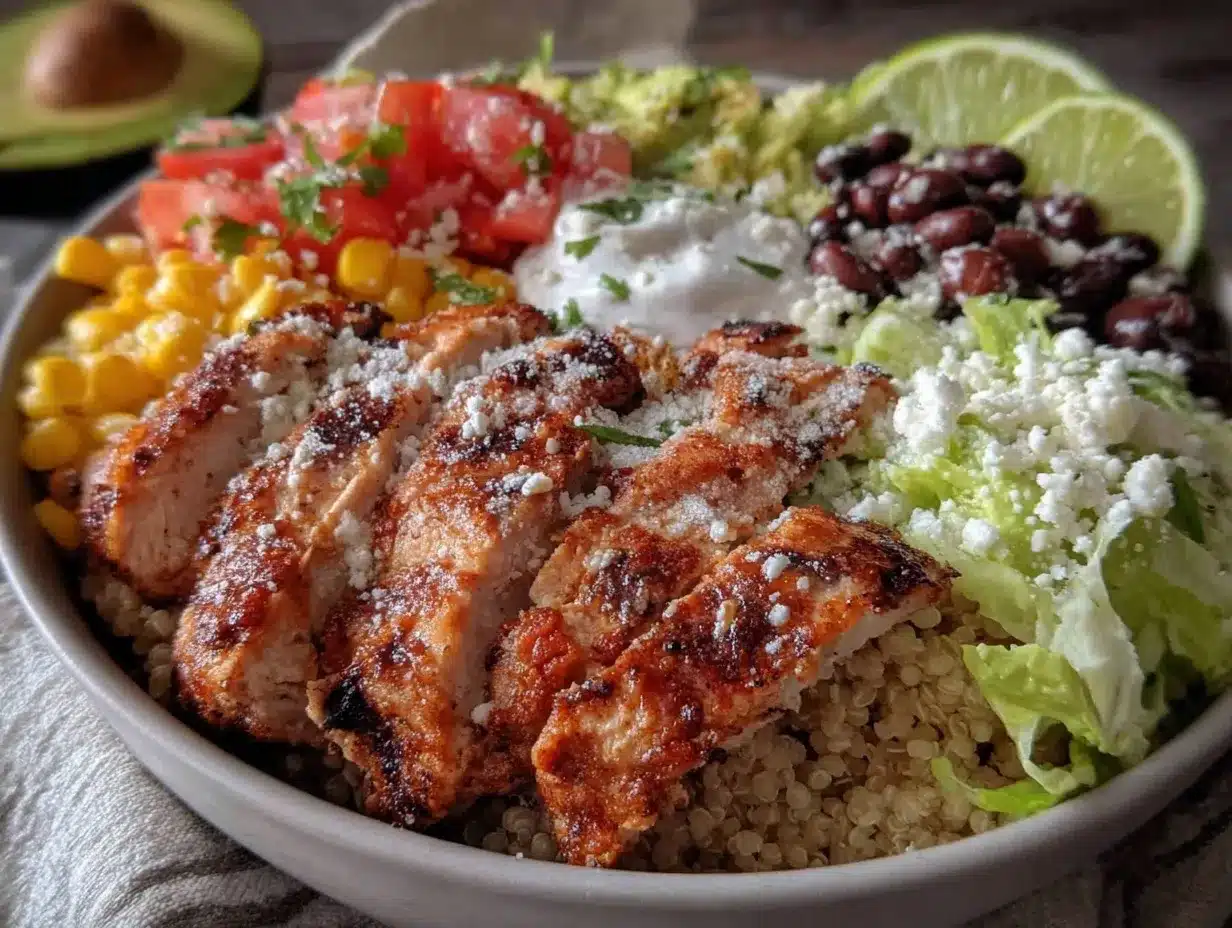high-protein chicken burrito bowl preparation steps