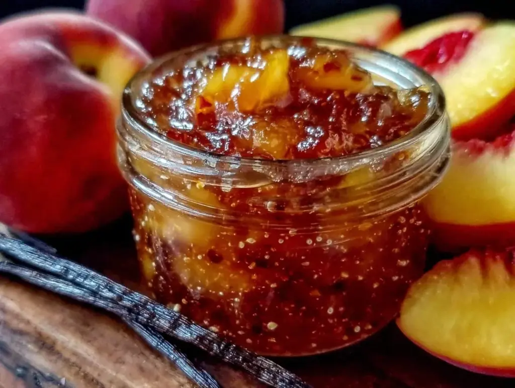 homemade peach vanilla jam - featured image