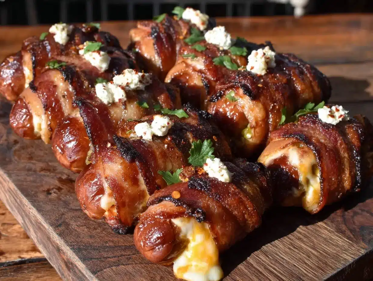 jalapeño popper stuffed bacon-wrapped hotdogs preparation steps