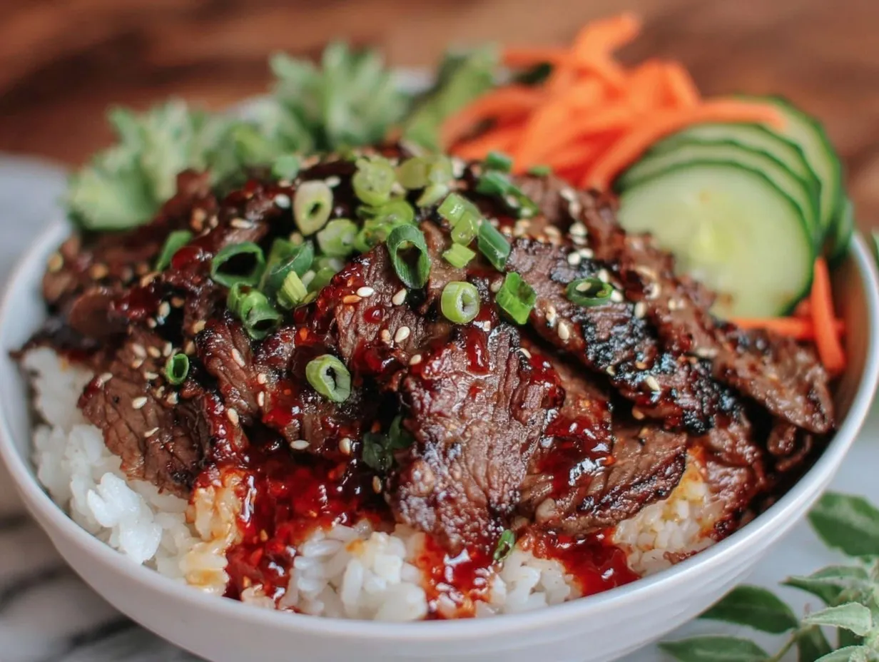 Korean beef bowl preparation steps