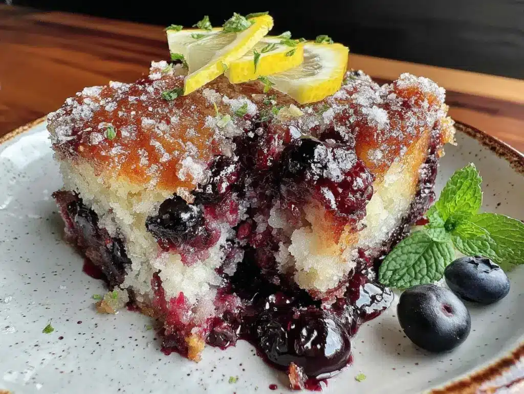lemon blueberry dump cake - featured image