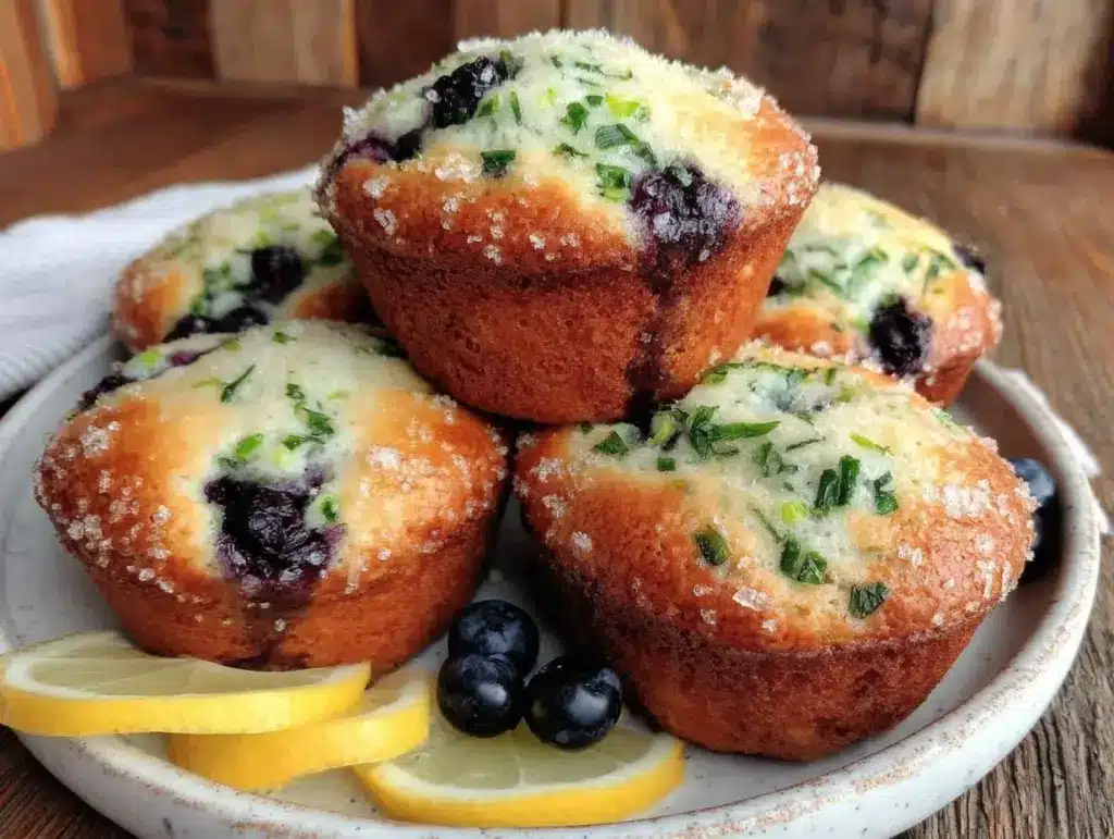lemon blueberry zucchini muffins - featured image