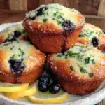 lemon blueberry zucchini muffins - featured image