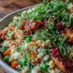 low-carb cauliflower rice chicken fried rice - featured image