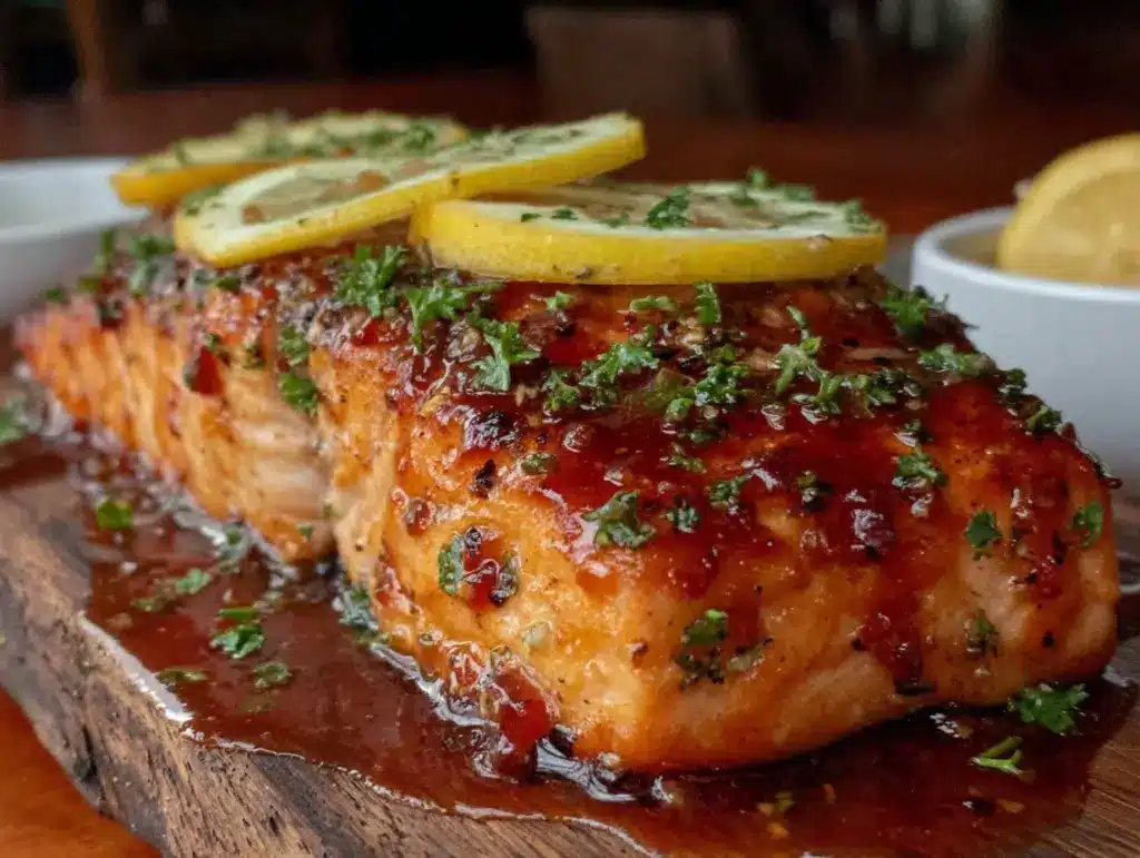 maple bourbon glazed cedar plank salmon - featured image