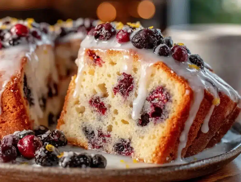 moist huckleberry lemon pound cake - featured image