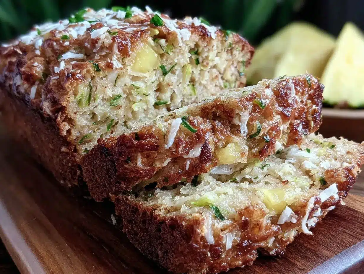 moist pineapple coconut zucchini loaf preparation steps