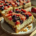 no-bake berry flag cheesecake bars - featured image