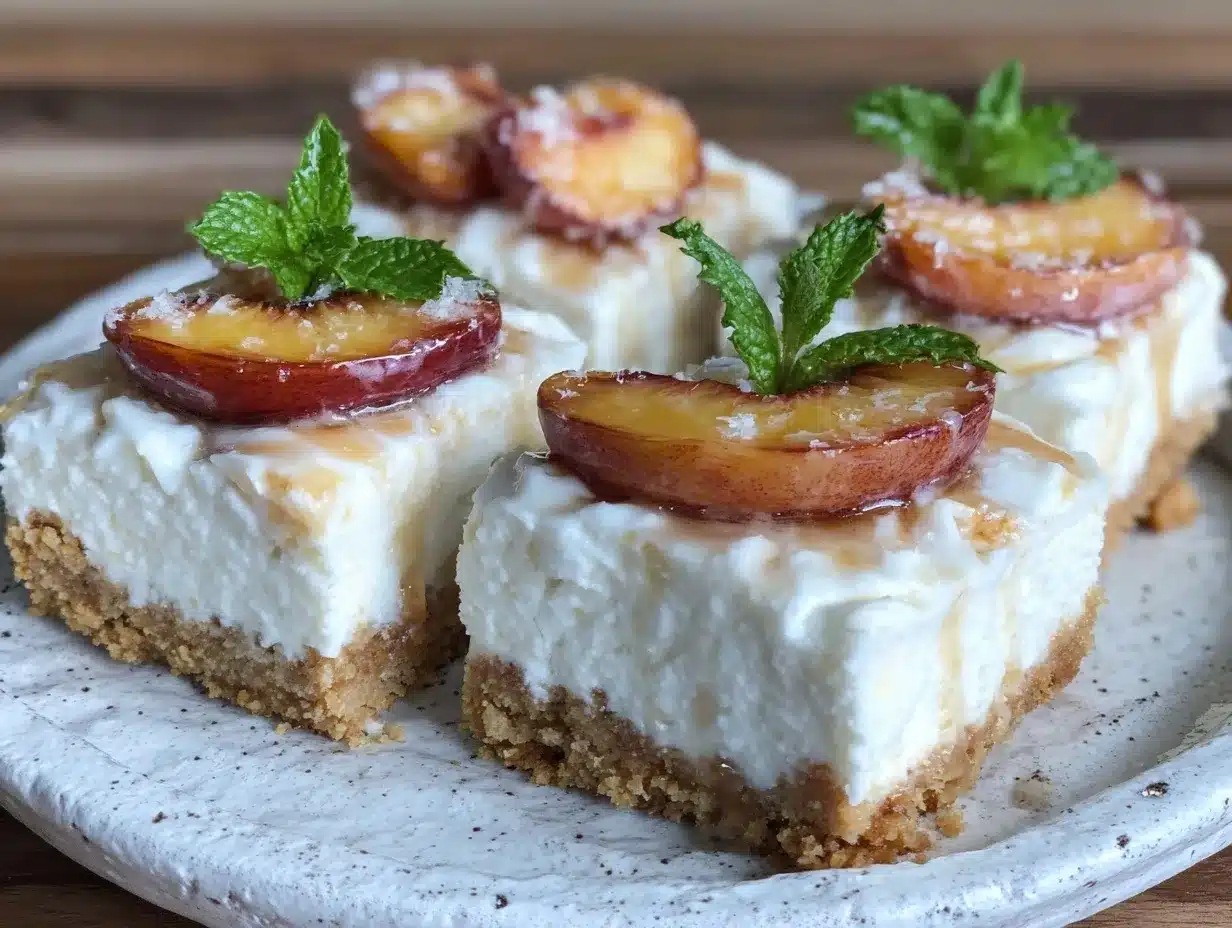 no-bake peach bourbon cheesecake bars preparation steps