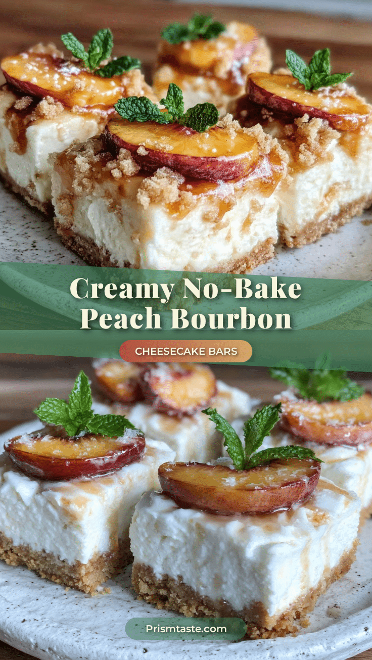 no-bake peach bourbon cheesecake bars recipe