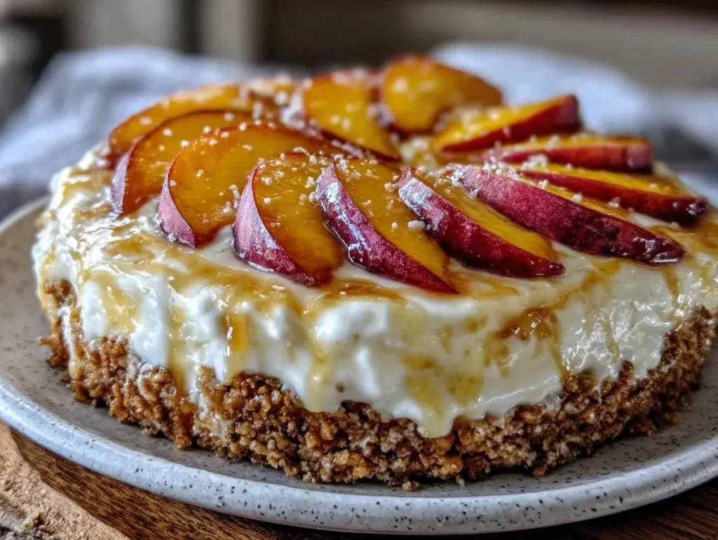 no-bake peach cream pie - featured image