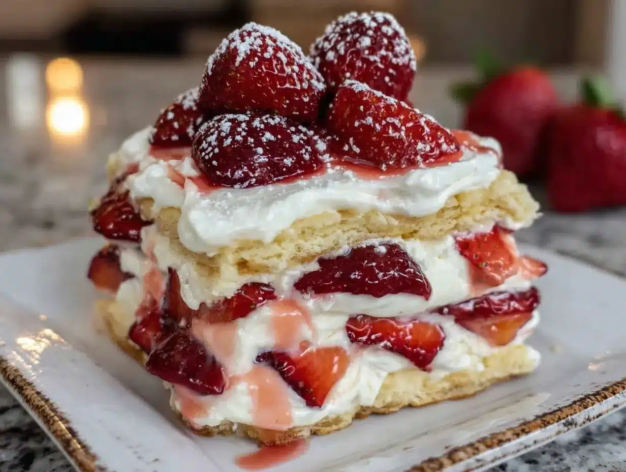 no bake strawberry shortcake icebox cake preparation steps