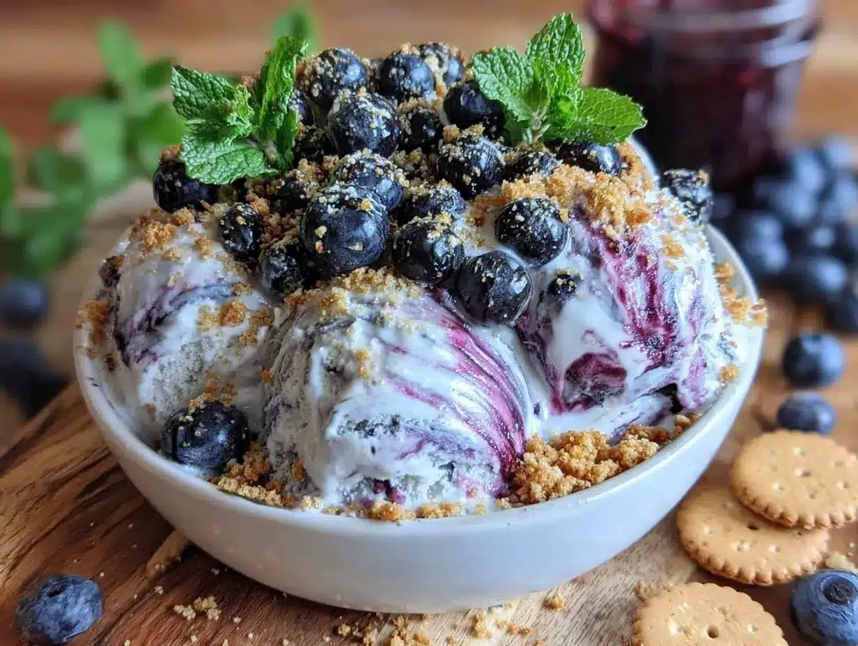 no-churn blueberry cheesecake ice cream preparation steps