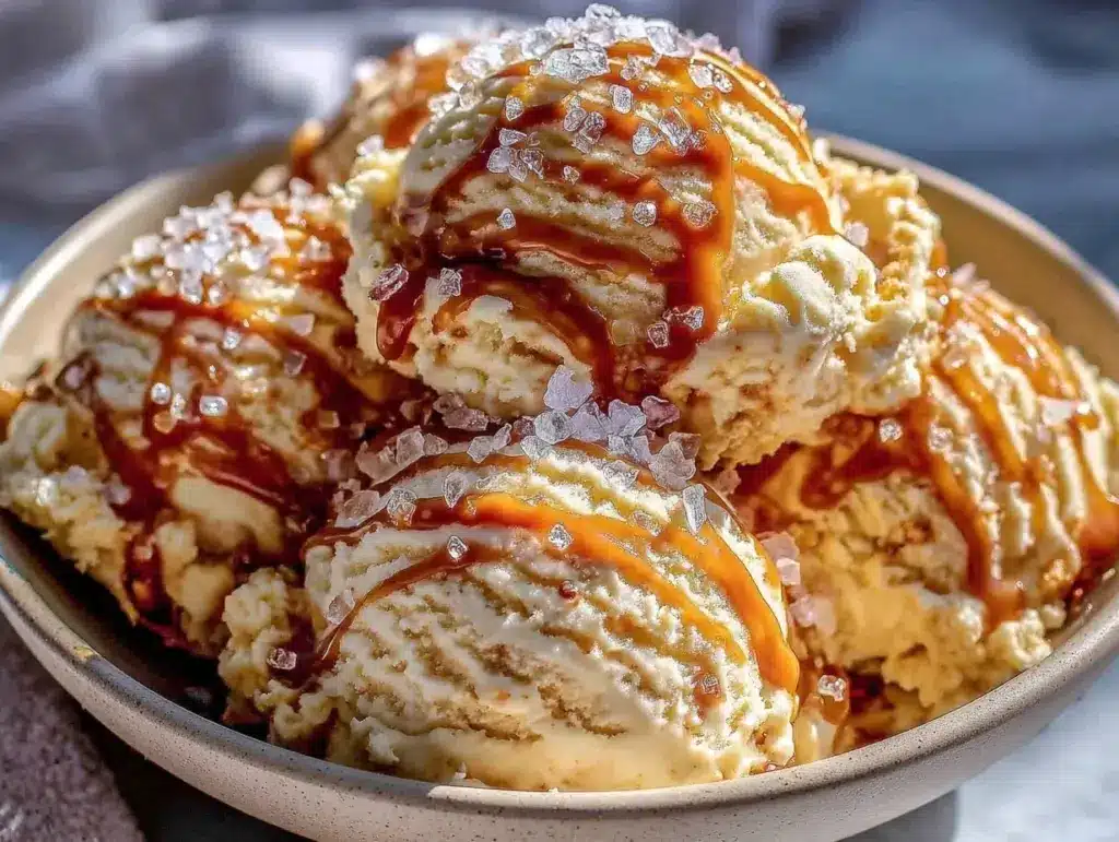 no-churn salted caramel ice cream - featured image