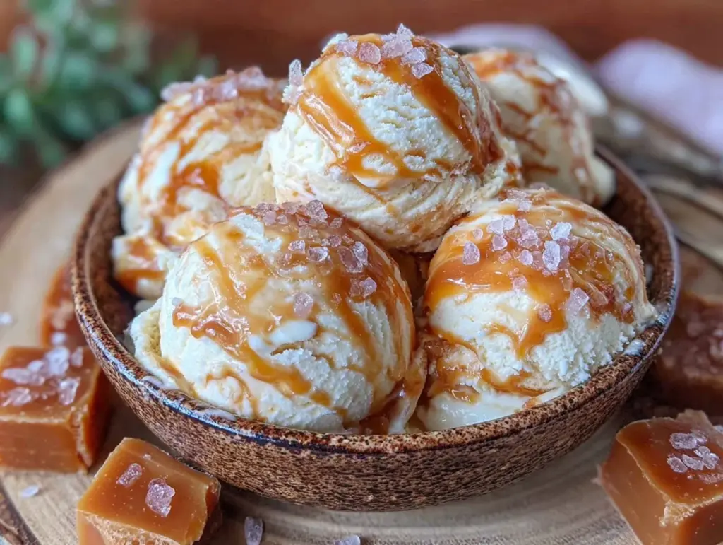 no-churn salted caramel ice cream - featured image