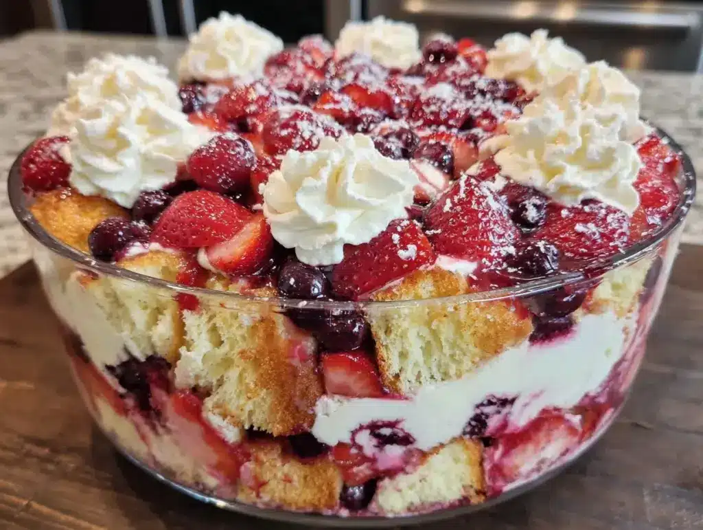 patriotic red white blue berry trifle - featured image