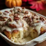 pumpkin cinnamon roll casserole - featured image
