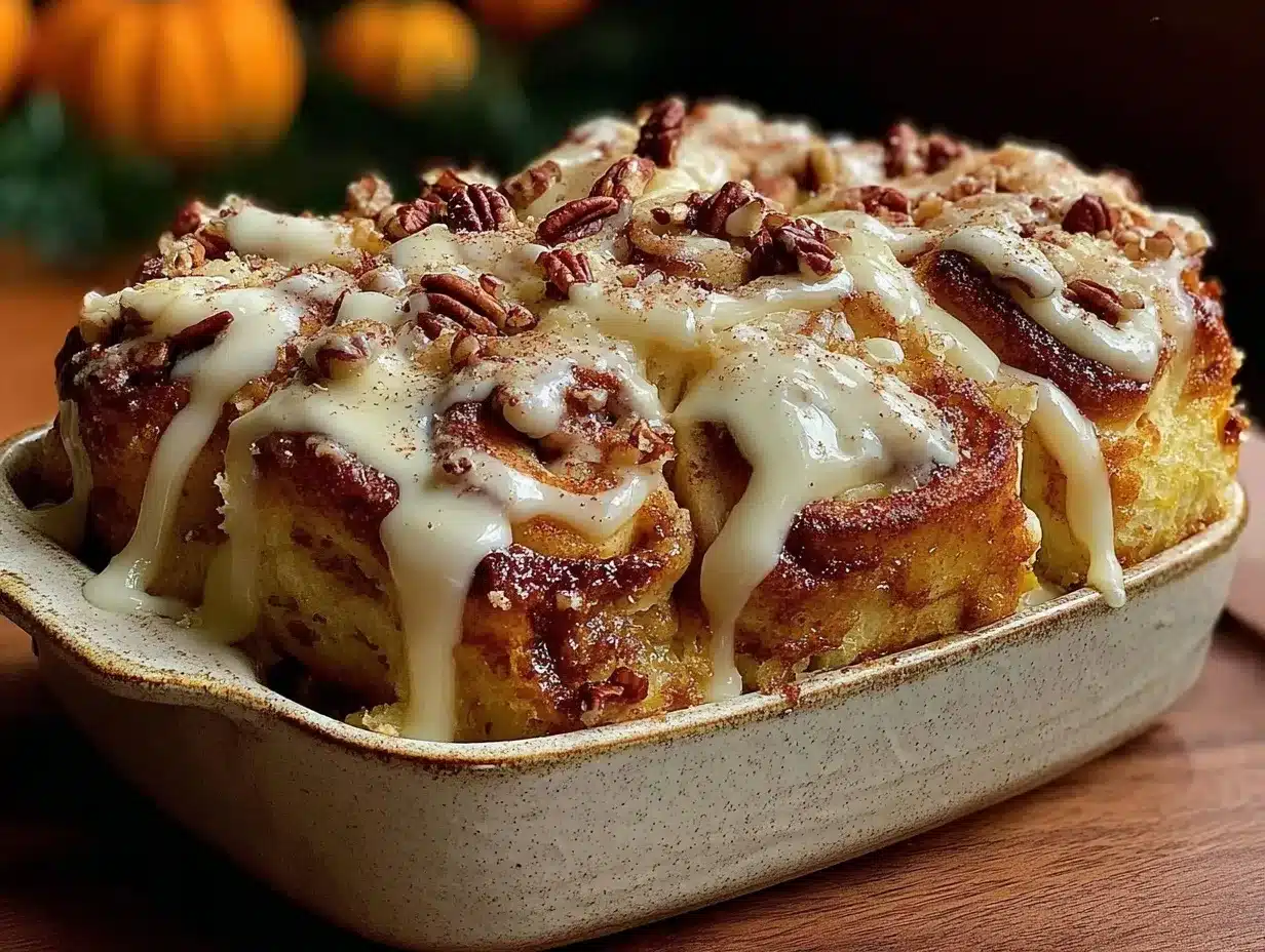 pumpkin cinnamon roll casserole preparation steps