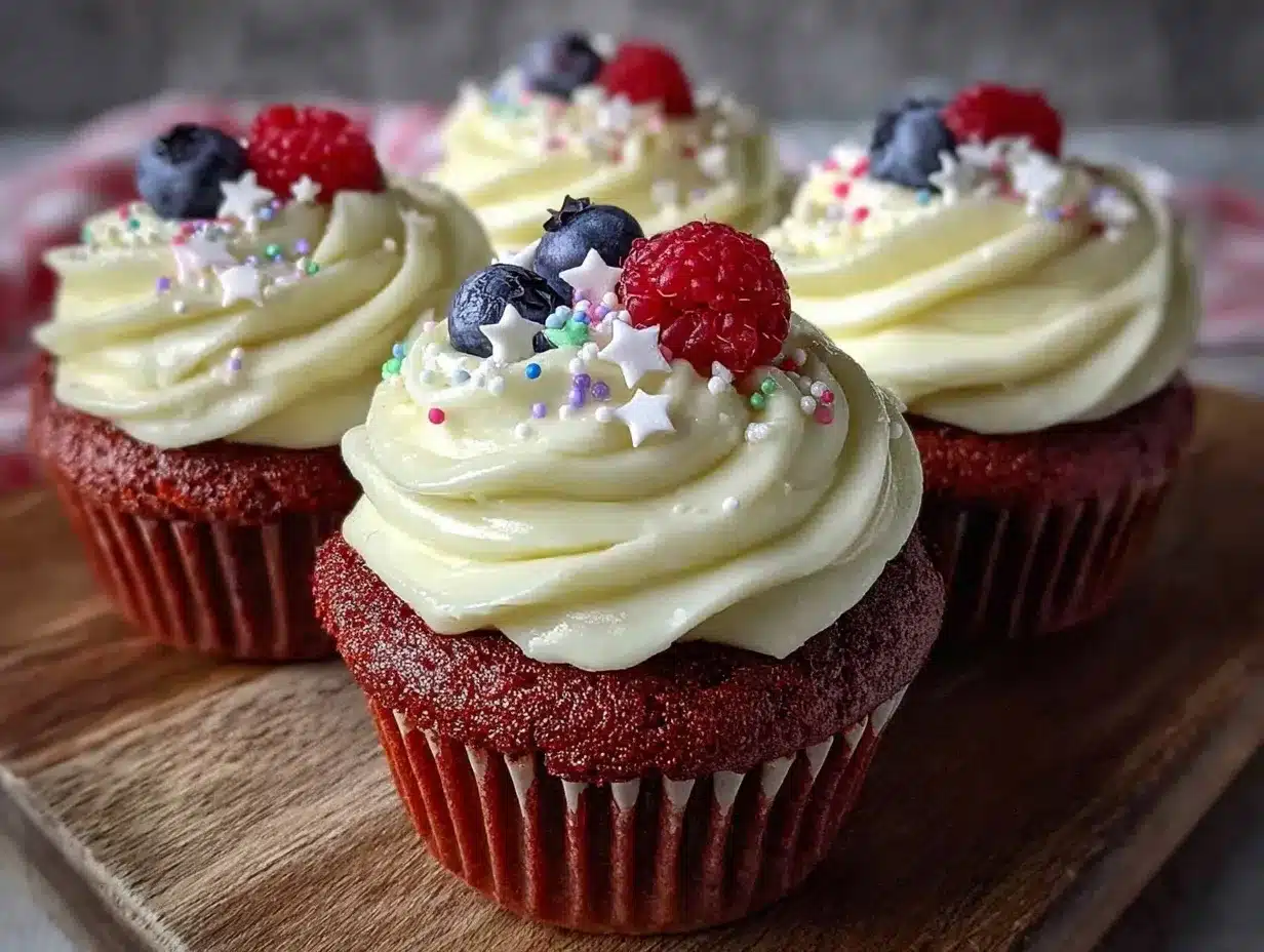 red velvet patriotic cupcakes preparation steps