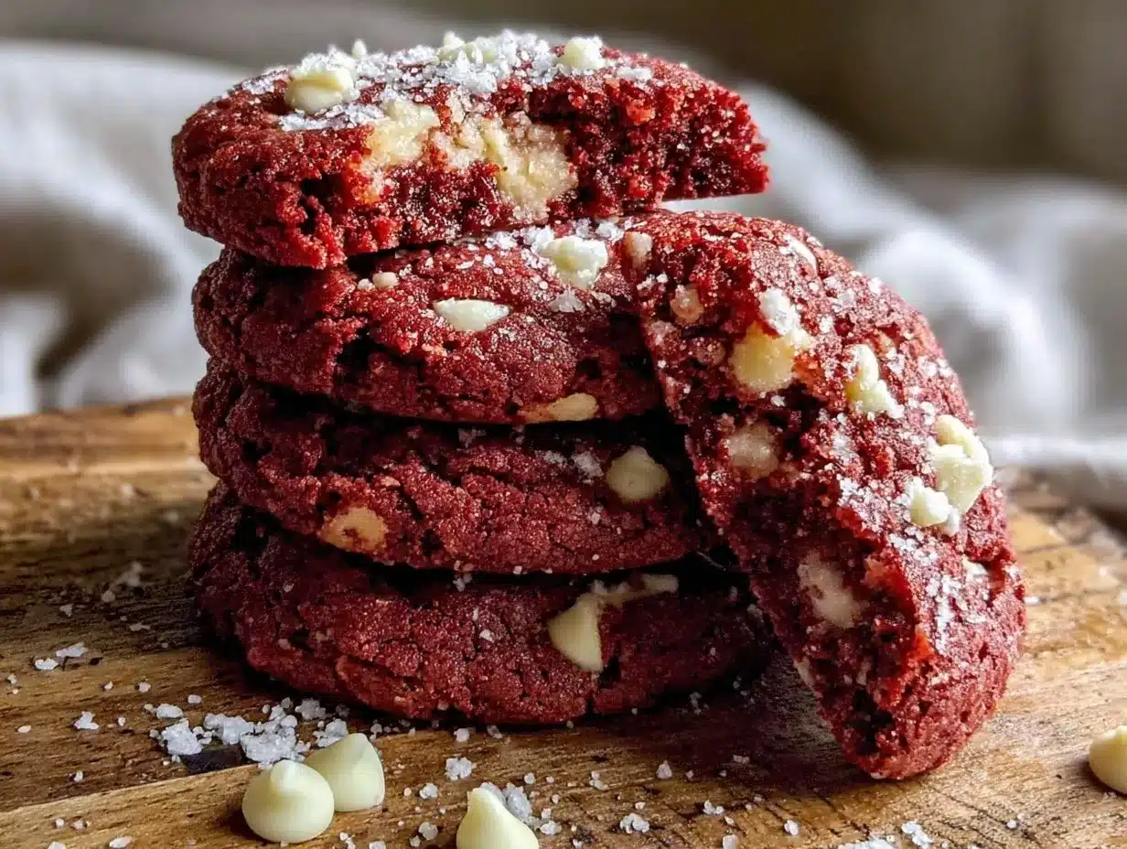 red velvet white chocolate chip cookies preparation steps