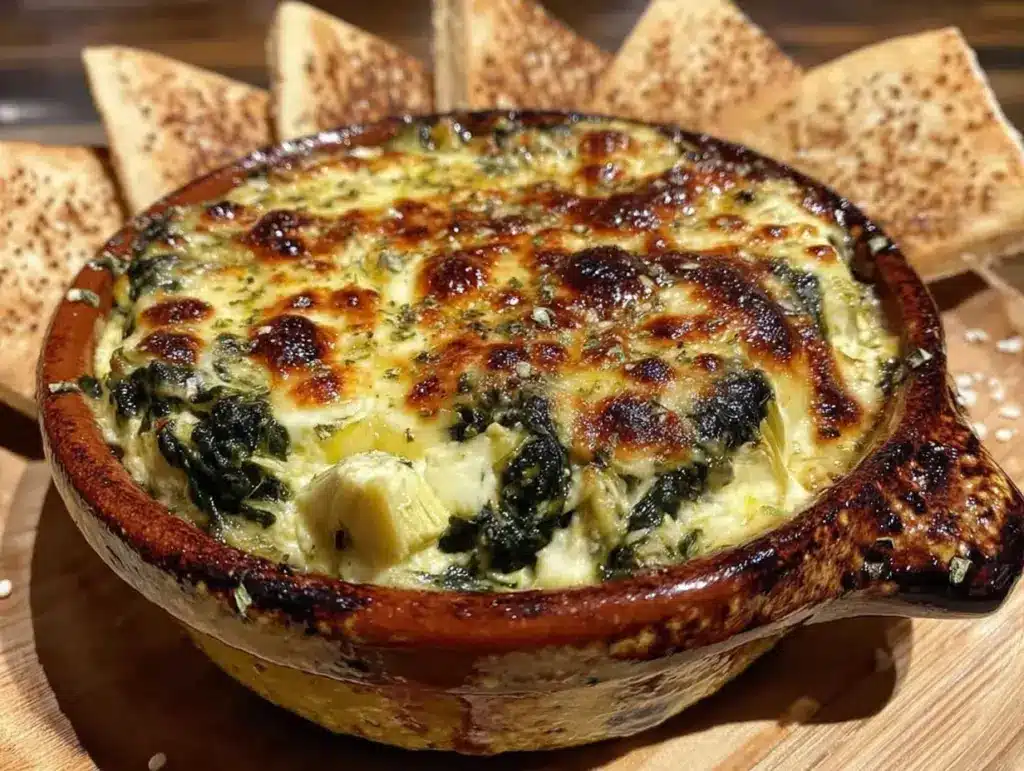 savory extra cheesy spinach artichoke dip recipe - featured image