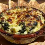 savory extra cheesy spinach artichoke dip recipe - featured image