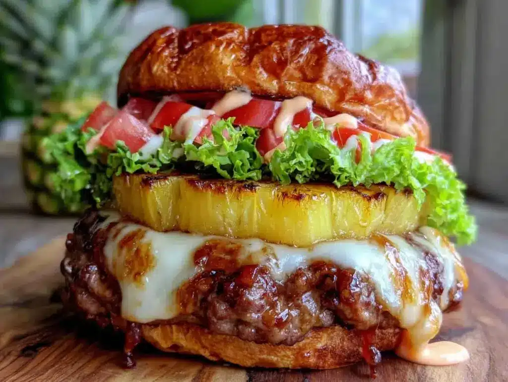 savory teriyaki pineapple burger - featured image