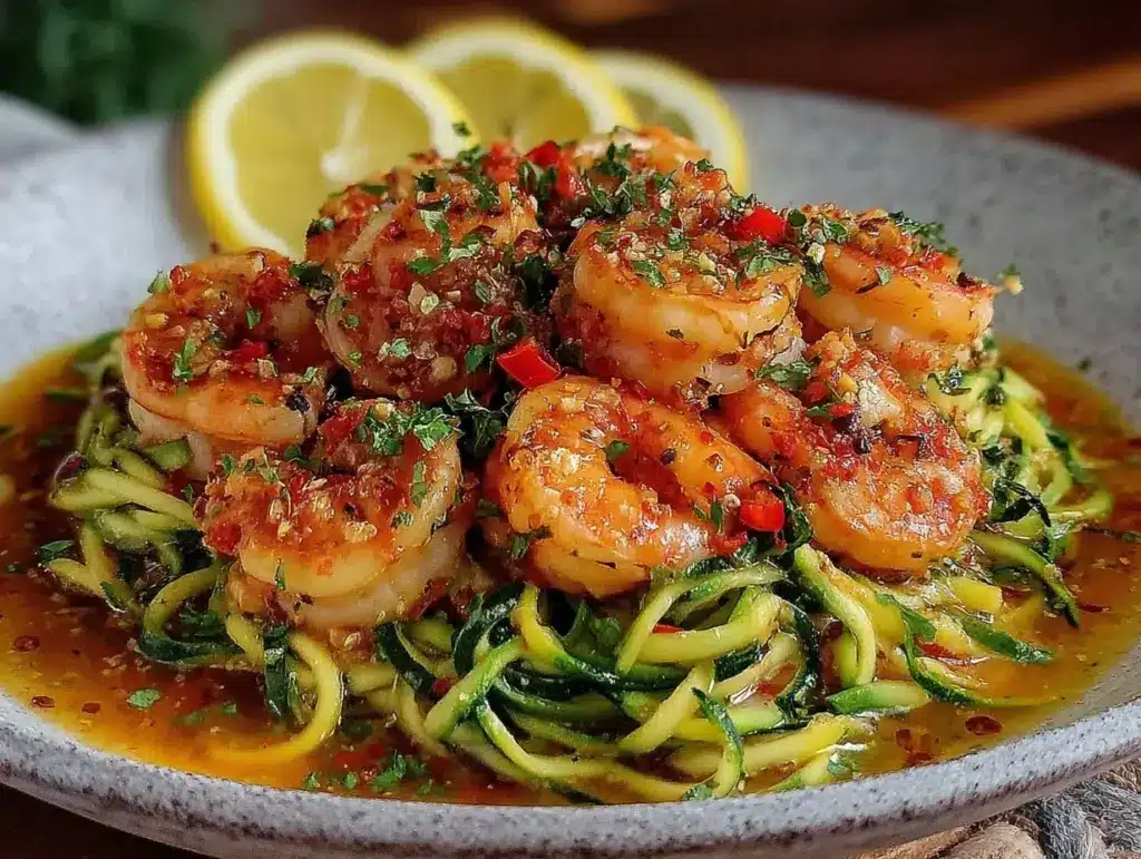 shrimp scampi with zucchini noodles - featured image