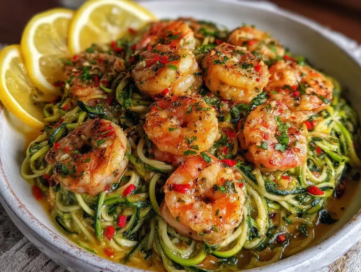 shrimp scampi with zucchini noodles preparation steps