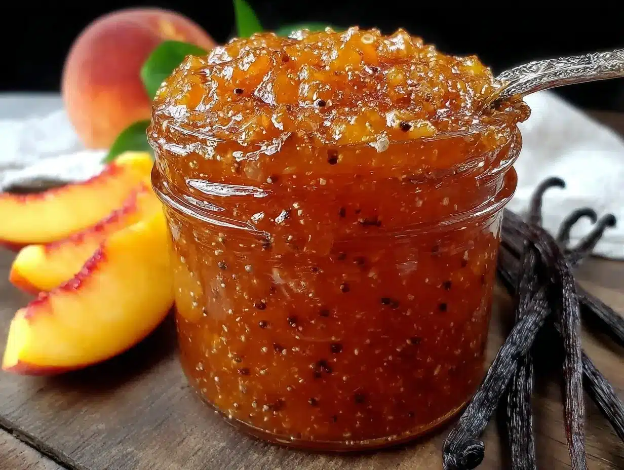 small batch peach vanilla bean jam preparation steps