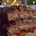 smoked bourbon bbq beef brisket slow cooker - featured image