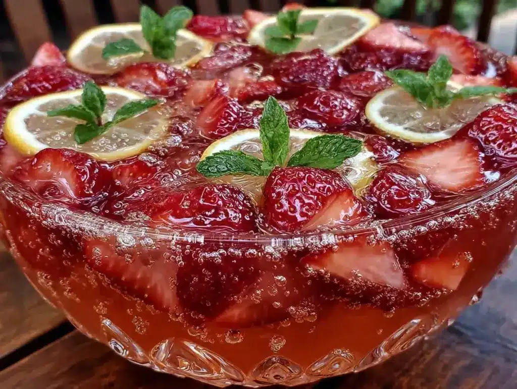 sparkling strawberry lemonade sangria punch - featured image
