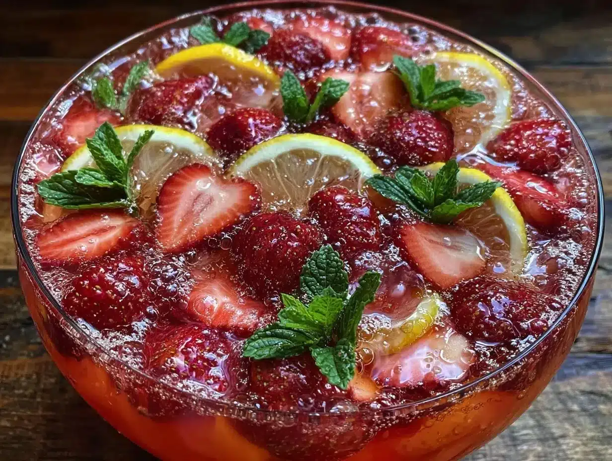 sparkling strawberry lemonade sangria punch preparation steps