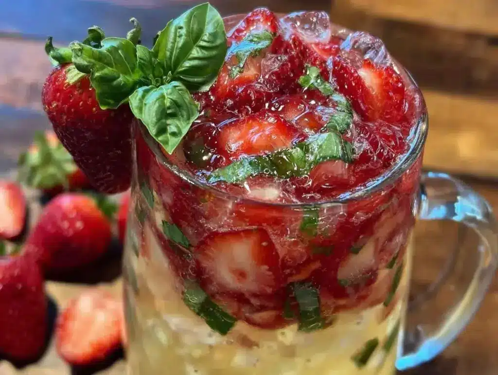 strawberry basil mojito mocktail - featured image