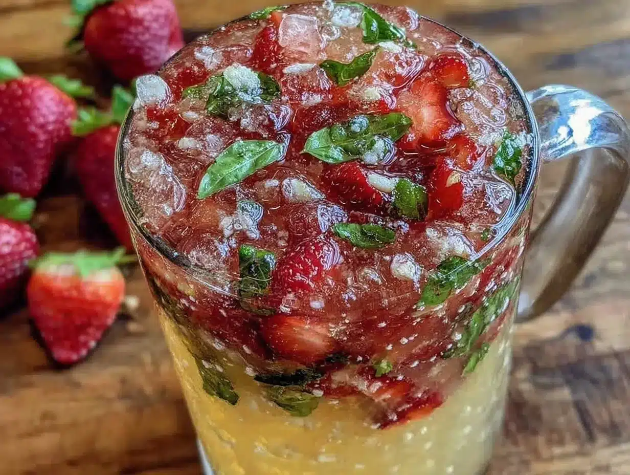 strawberry basil mojito mocktail preparation steps