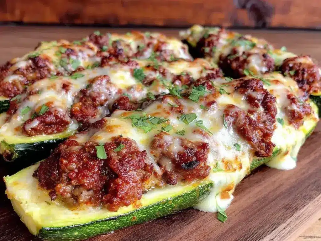 stuffed zucchini boats with italian sausage - featured image