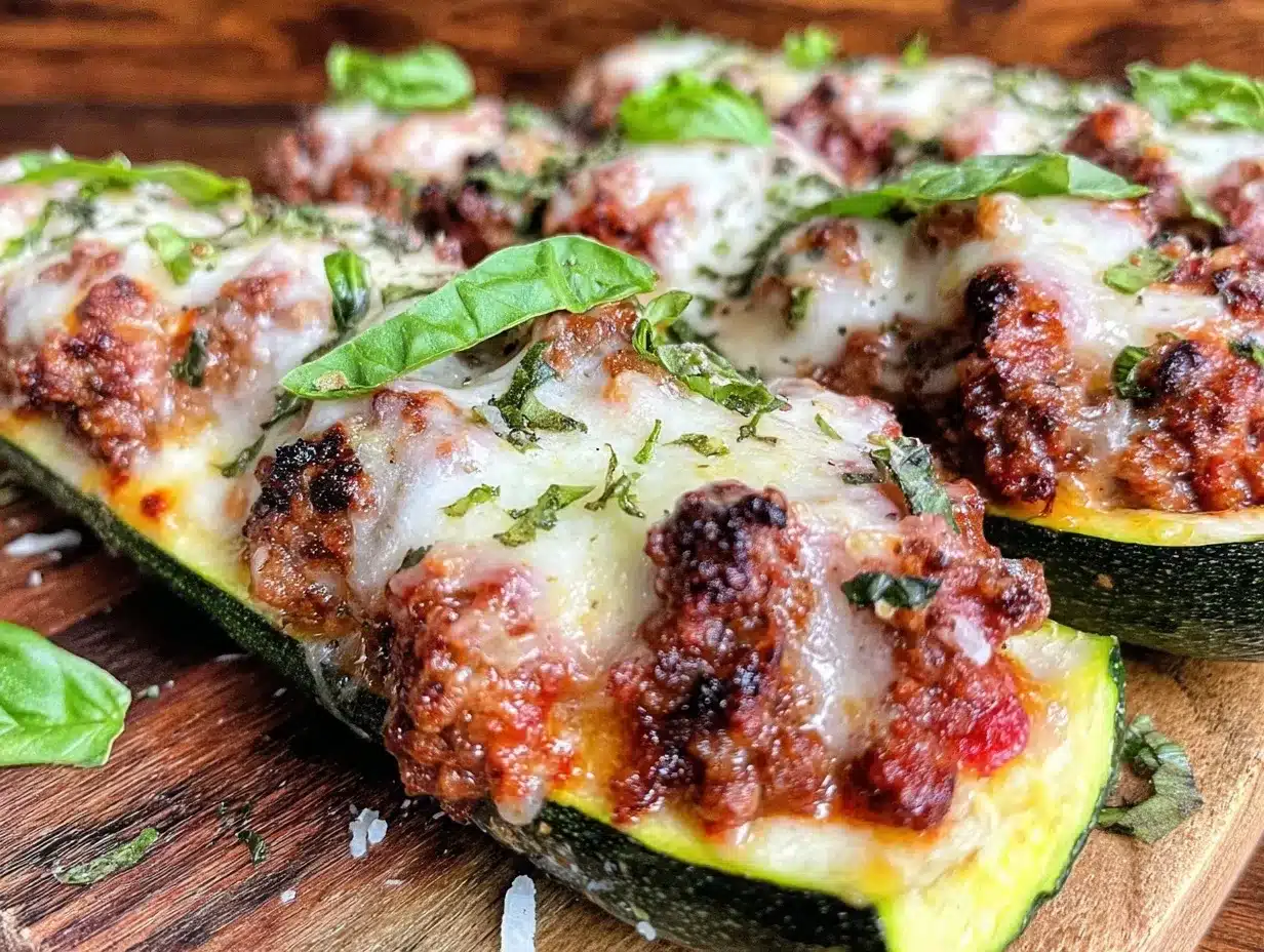 stuffed zucchini boats with italian sausage preparation steps