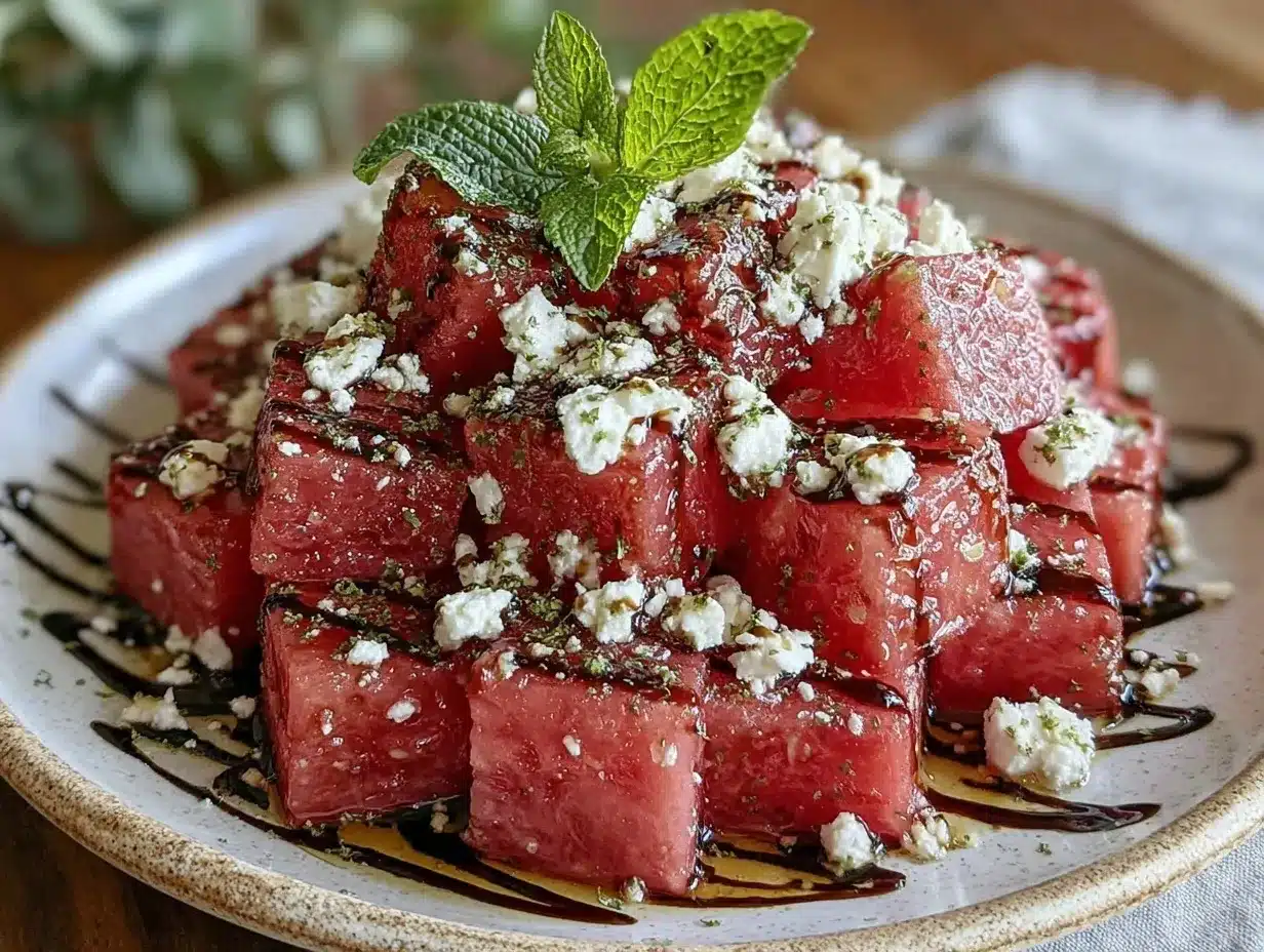 watermelon feta salad preparation steps