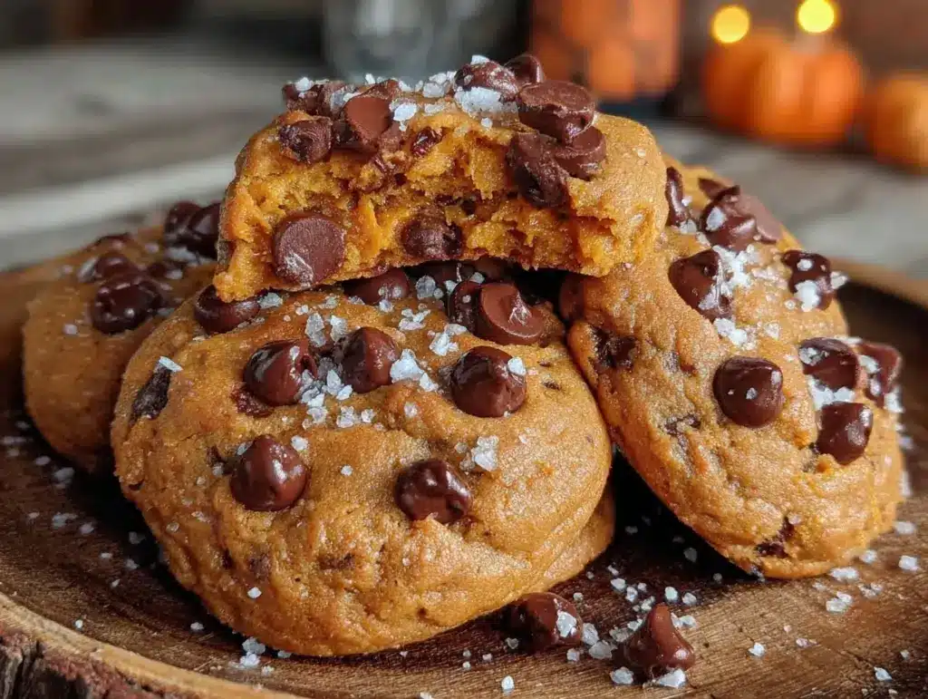 brown butter pumpkin chocolate chip cookies - featured image