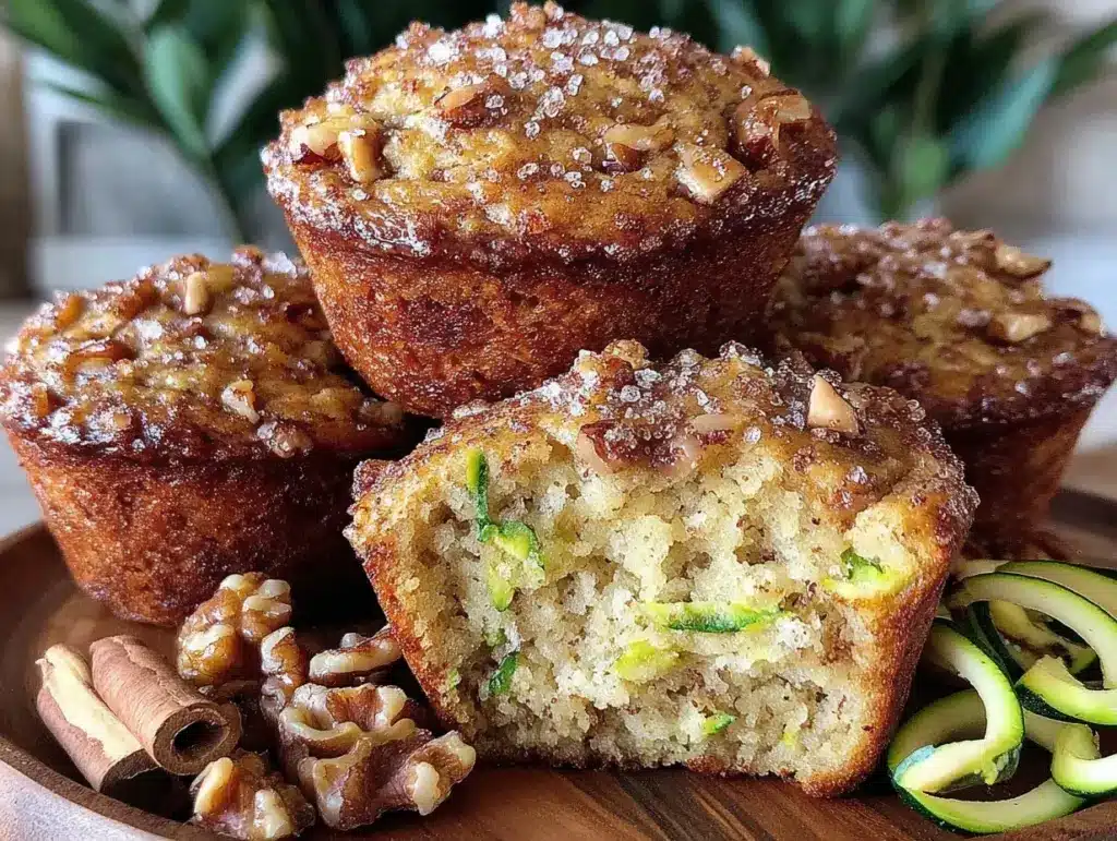 cinnamon walnut zucchini muffins - featured image
