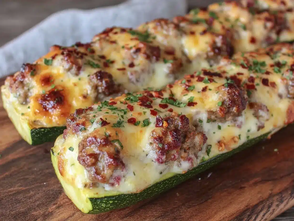 cream cheese stuffed zucchini boats preparation steps