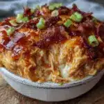 creamy crockpot buffalo chicken dip - featured image