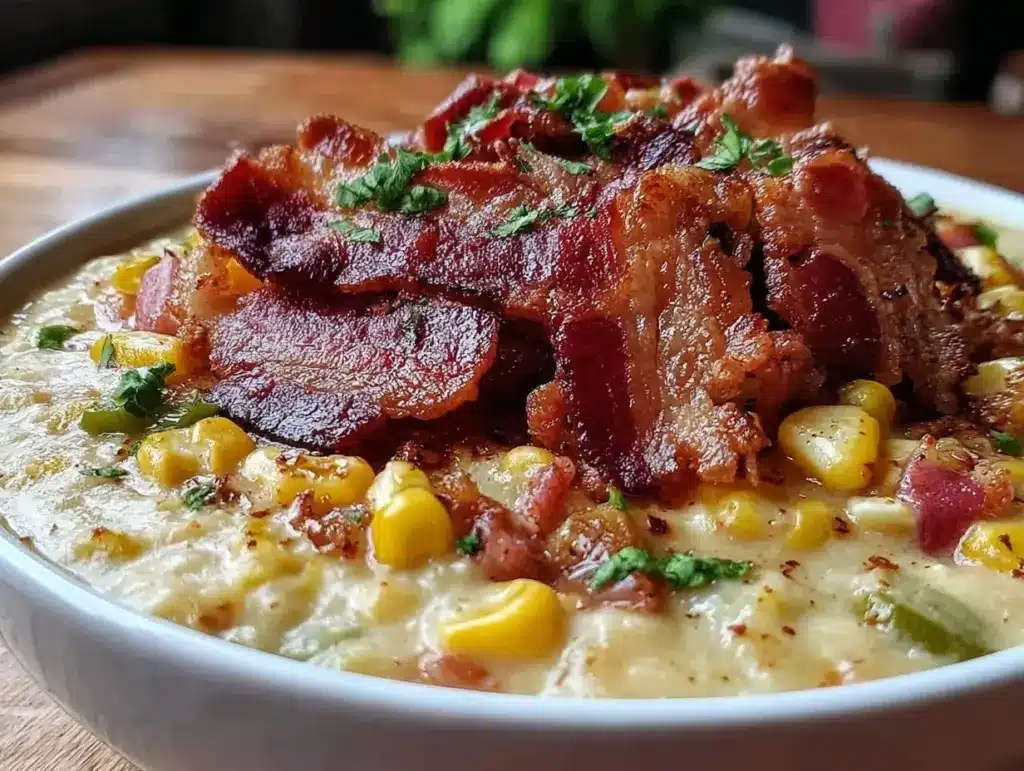 creamy hatch green chili corn chowder - featured image