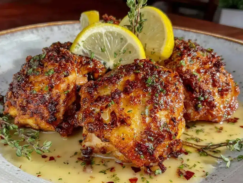 crispy skin-on chicken thighs - featured image