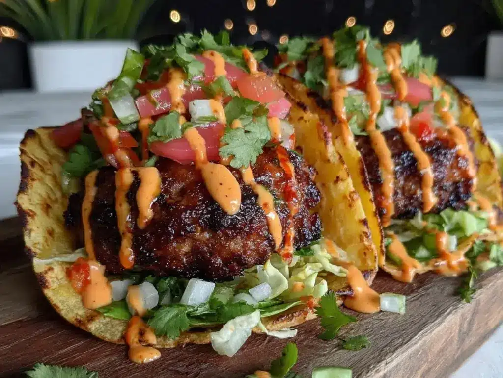 crispy smash burger tacos - featured image