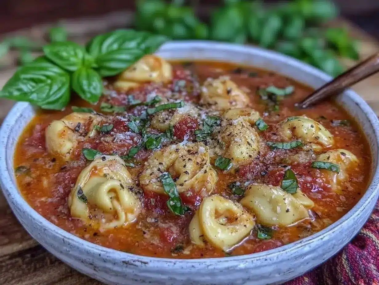 easy creamy tomato tortellini soup preparation steps