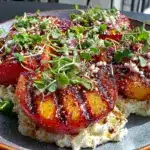 fresh grilled peach and burrata salad - featured image