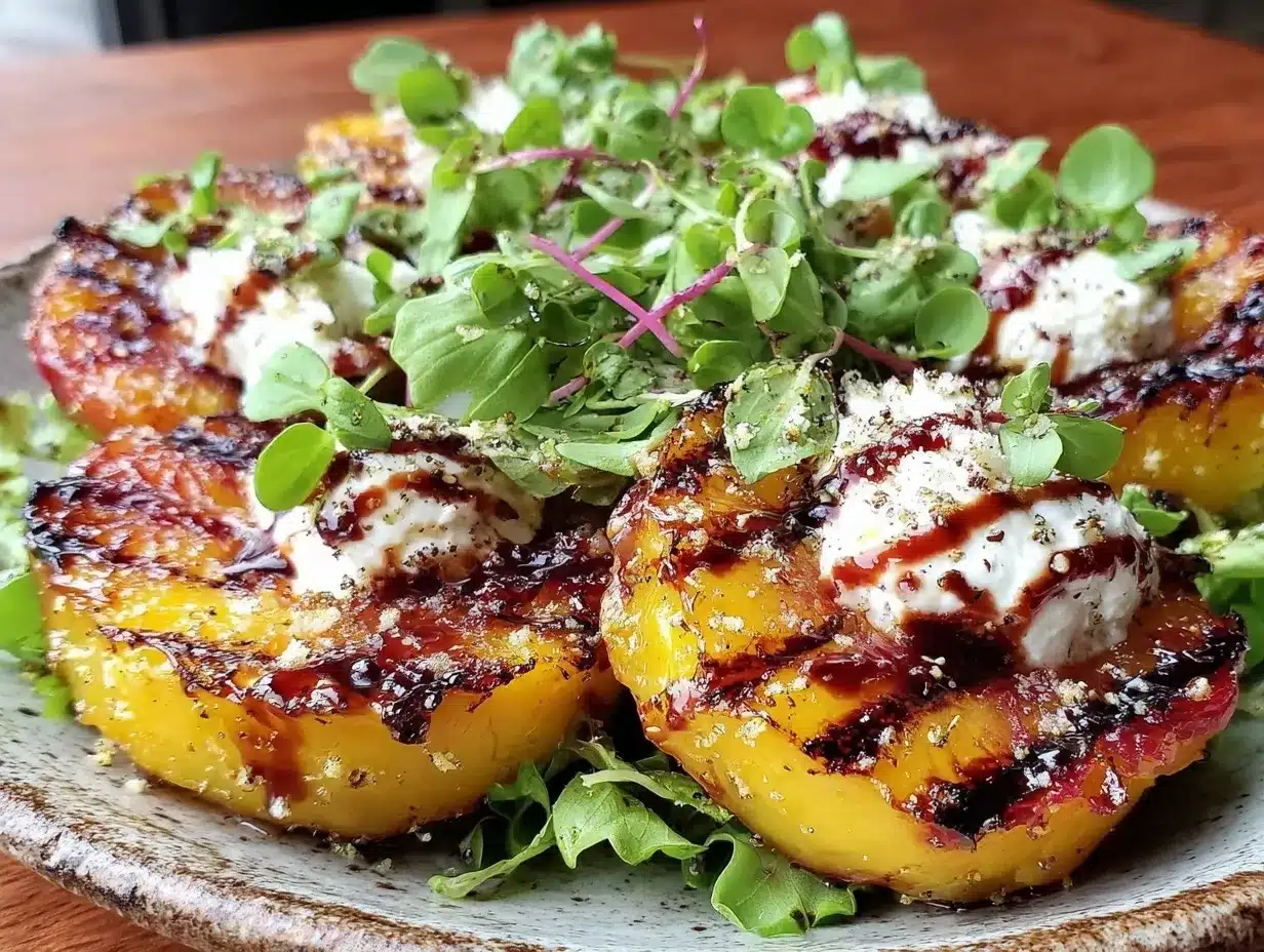 fresh grilled peach and burrata salad preparation steps