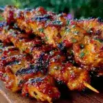 grilled honey sriracha chicken skewers - featured image
