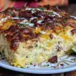 hatch green chili chicken enchilada casserole - featured image